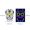 Heat Tranfer Luminous Printing Body Art Face Tattoo Sticker, Skull, for Halloween, Colorful, 21x14.5cm