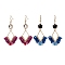 2 Pairs 2 Colors Braided Glass & 201 Stainless Steel Dangle Earrings, Flower Dangle Earrings for Women, Golden, Mixed Color, 71x31mm