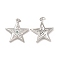 Brass Micro Pave Cubic Zirconia Pendants, with Jump Ring, Star Charm, Platinum, 23x21.7x3.2mm, Hole: 2.5mm