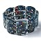 Dyed Natural Imperial Jasper & Synthetic Opal Stretch Bracelets, Epoxy Resin Domino Bracelets for Women, Prussian Blue, Inner Diameter: 2-3/8 inch(6.1cm)