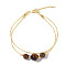 Natuarl Tiger Eye Multi-strand Bracelets, Unique Design Brass Jewelry for Women, 6-1/2 inch(16.5cm)