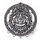 Tibetan Style Alloy Chandelier Component Links, Flat Round with Buddha, Antique Silver, 56x52x4mm, Hole: 3mm and 2mm