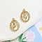 Alloy Pendants, Oval with Flower Charm, Golden, 23x16mm