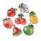 Fruit Thmem Opaque Resin Pendants, with Platinum Tone Iron Loops, Mixed Shapes, Mixed Color, 20.5~25.5x15.5~21x5.5~7.5mm, Hole: 2mm