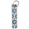 PU Leather Rectangle with Evil Eye Keychain, with Metal Key Ring, Midnight Blue, 140x26mm