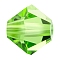 Preciosa&reg Crystal Beads, Czech Crystal, Bicone(451 69 302 Rondelle), Peridot, 3mm