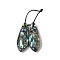 2Pcs Natural Abalone Shell/Paua Shell Pendants, Geometric Charms, Teardrop, 38x14x3mm, Hole: 1mm