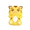 Silicone Beads, DIY Nursing Necklaces and Bracelets Making, Chewing Pendants For Teethers, Cartoon Animal, Yellow, Tiger, 24.5x18x14mm, Hole: 2mm