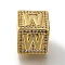 Brass Cubic Zirconia Beads, Letter W, Square, Letter W, 9.5x9.5x9.5mm, Hole: 6mm