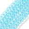 Baking Painted Transparent Glass Beads Strands, Imitation Opalite, Faceted, Round, Deep Sky Blue, 8x6mm, Hole: 1.6mm, about 65pcs/strand, 15.94''(40.5cm)