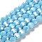 Opaque Glass Beads Stands, AB Color, Faceted(32 Facets), Round, Light Sky Blue, 8x7~7.5mm, Hole: 1.5mm, about 66pcs/strand, 18.82~19.06 inch(47.8~48.4cm)