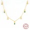 925 Sterling Silver Tassel Rectangle Bib Necklaces, Minimalist Design Collarbone Chain Necklaces, Green, 15.75 inch(40cm)