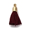 Cotton Pendants, with CCB Plastic Finding, Tassl, Dark Red, 24.5~30x6mm, Hole: 1.4mm