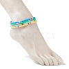 4Pcs 4 Color Handmade Polymer Clay Heishi Beads Stretch Anklets Set for Women AJEW-AN00468-3