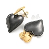 304 Stainless Steel Double Heart Dangle Stud Earrings for Women EJEW-D076-01F-EB-2
