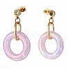 Ring Shape Transparent Acrylic Dangle Stud Earrings EJEW-JE04189-M-3