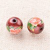 Flower Picture Printed Glass Round Beads GLAA-J088-10mm-B09-2