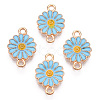 Zinc Alloy Enamel Sunflower Connector Charms X-ENAM-E011-01KCG-3