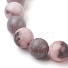 85MM Round Natural Pink Zebra Jasper Beaded Stretch Bracelets BJEW-JB10217-04-4