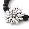 Natural Lava Rock & Synthetic Hematite Braided Bead Bracelet with Alloy Lotus BJEW-JB08466-3