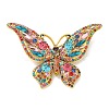 Butterfly Antique Golden Zinc Alloy Rhinestone Brooches JEWB-R051-01AG-01-1