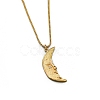 Brass Micro Pave Cubic Zirconia Moon with Face Pendant Necklaces for Women FIND-PW0026-01-2