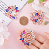 Gorgecraft 3Pcs 3 Style Colorful Dyed Quartz Flower & Heart Brooch Pins FIND-GF0005-31-3