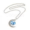 Glass Religion Fairy with Crescent Moon Pendant Necklace NJEW-P270-01B-2
