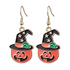 3Pairs 3 Styles Halloween Alloy Enamel Dangle Earrings EJEW-JE05823-4