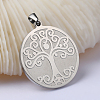 Flat Round with Tree of Life 304 Stainless Steel Pendants STAS-I040-06A-2