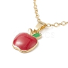 Enamel Apple Pendant Necklace with Golden Brass Cable Chains for Teachers' Day NJEW-TA00047-4