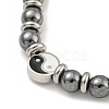 304 Stainless Steel & Synthetic Non-magnetic Hematite Round Beaded Bracelets for Women BJEW-G717-12-3