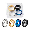 4 Colors Stainless Steel Grooved Finger Ring Settings STAS-TA0001-26E-2