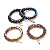 Feather & Tassel Charm Bracelets Set BJEW-JB07106-1