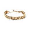 Ion Plating(IP) 304 Stainless Steel Mesh Chain Bracelet X-BJEW-G669-14G-1
