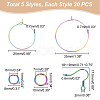 Unicraftale 40Pcs 2 Style Ion Plating(IP) Rainbow Color 304 Stainless Steel Hoop Earrings Findings STAS-UN0039-05-3