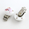 Human Pattern Printed Wooden Baby Pacifier Holder Clip with Iron Clasp WOOD-R241-13-1