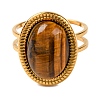 Oval Natural Tiger Eye Finger Rings RJEW-Q822-05G-2