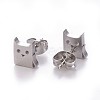 304 Stainless Steel Kitten Stud Earrings EJEW-F227-15P-2