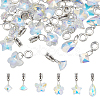 30Pcs 6 Style AB Color Plated Facted Glass Pendants PALLOY-AB00034-1