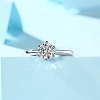 Rhodium Plated 925 Sterling Silver Moissanite Rhinestone Solitaire Ring AJEW-U007-12P-3