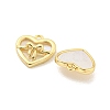 Brass Pave Shell Heart with Bowknot Charms KK-Z044-03G-2