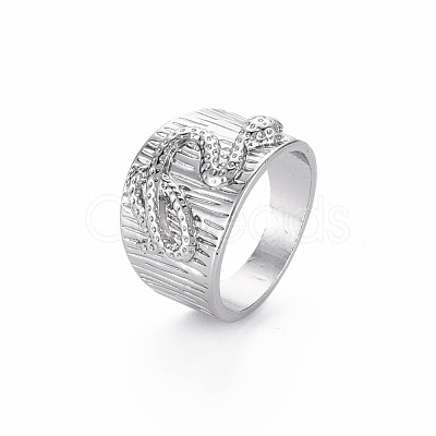 Snake Pattern Rack Plating Alloy Wide Band Rings RJEW-Q163-032B-RS-1