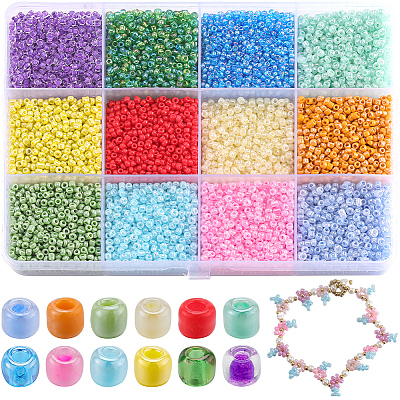 SUNNYCLUE 156g 12 Style Glass Seed Beads SEED-SC0001-32A-05-1