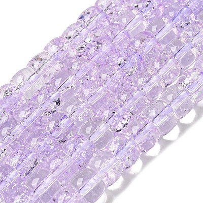 Transparent Spray Painting Crackle Glass Beads Strands GLAA-NH0001-05D-1