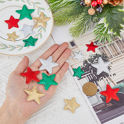 SUPERFINDINGS 120Pcs 12 Style Christmas Star Non-woven Fabric Ornament Accessories DIY-FH0005-71-1