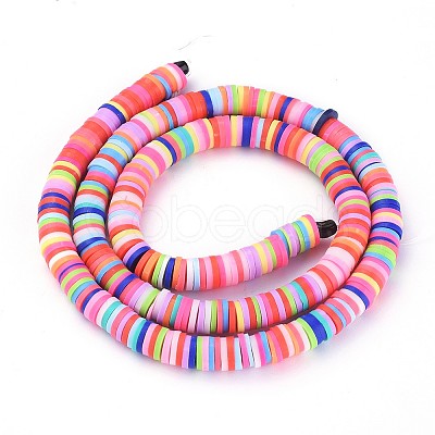 Flat Round Handmade Polymer Clay Beads CLAY-R067-6.0mm-M1-1