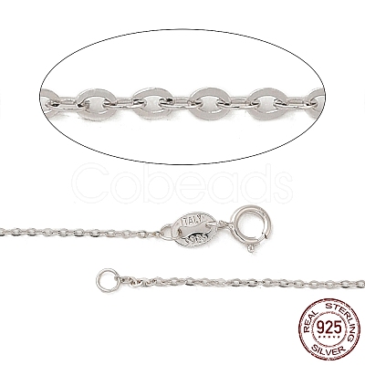 Anti-Tarnish Rhodium Plated 925 Sterling Silver Cable Chains Necklace for Women STER-I021-08B-P-1