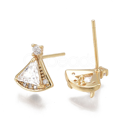 Brass Stud Earring Findings X-KK-T038-472G-1