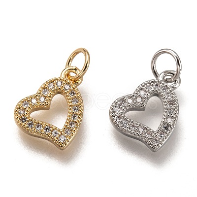 Brass Micro Pave Clear Cubic Zirconia Charms ZIRC-B002-60-1